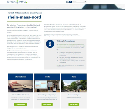 Screenshot von der Internetseite des Grenzinfopunkt Rhein-Maas-Nord
