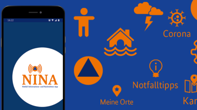 Smartphone mit NINA Warn-App