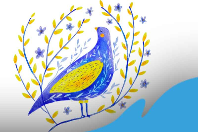 Eine gemalte Taube als Friedenssymbol